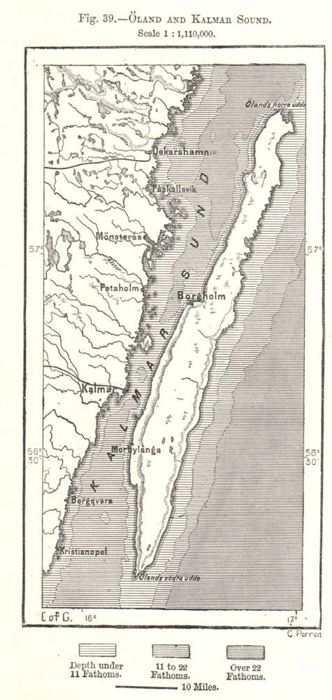 Oland and Kalmar Sound. Sweden. Sketch map 1885 old antique plan chart
